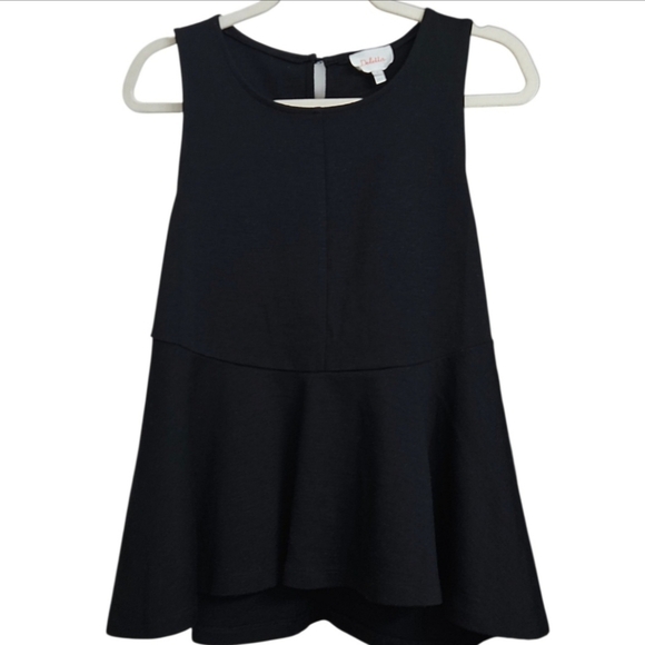 Anthropologie Deletta Black Structured Ruffle Hem Peplum Tank Top, Size Medium - Picture 1 of 3
